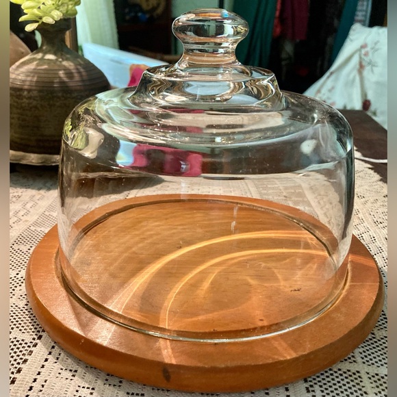 Vintage Clear Glass Dome Cheese Keeper - Picture 1 of 7